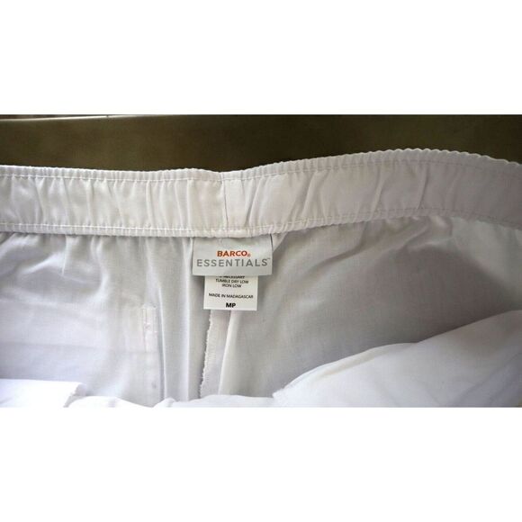 BARCO Essentials Women’s Petite Sz M White 4-Pocket Straight Leg Scrub Pants - Picture 5 of 9